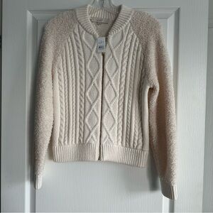 Loft Cable Bomber Sweater Jacket